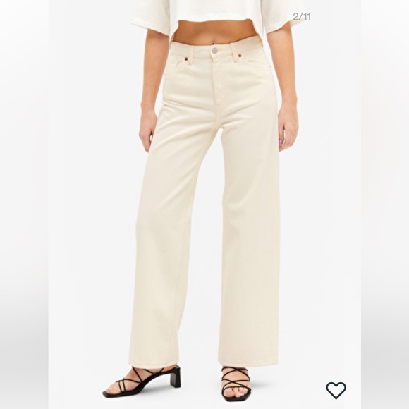 Monki Denim - Yoko High-Waisted Wide Leg Jeans, Winter White, sz. 30